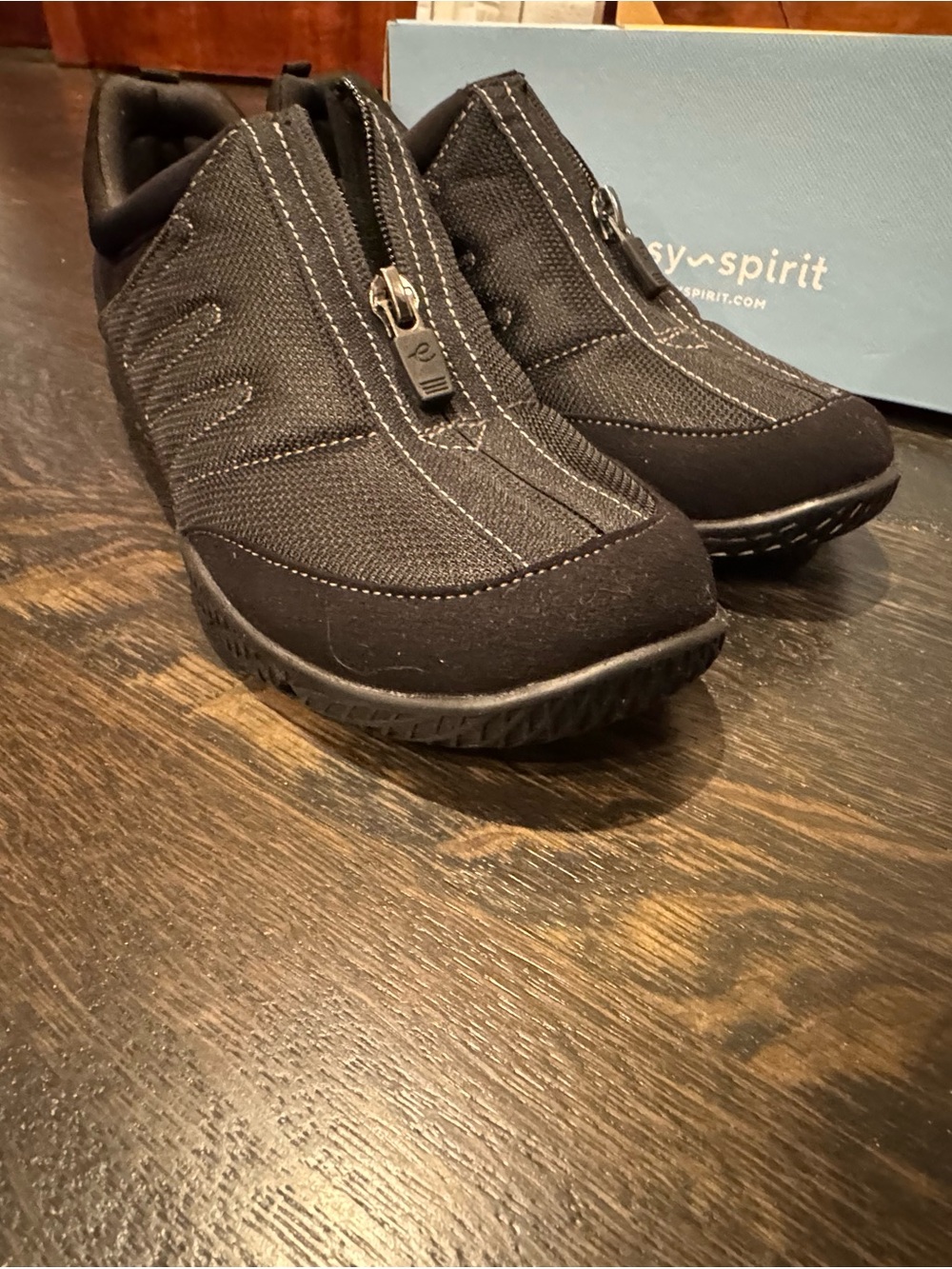 Easy Spirit Black Women's Slip-On Zip Sneakers